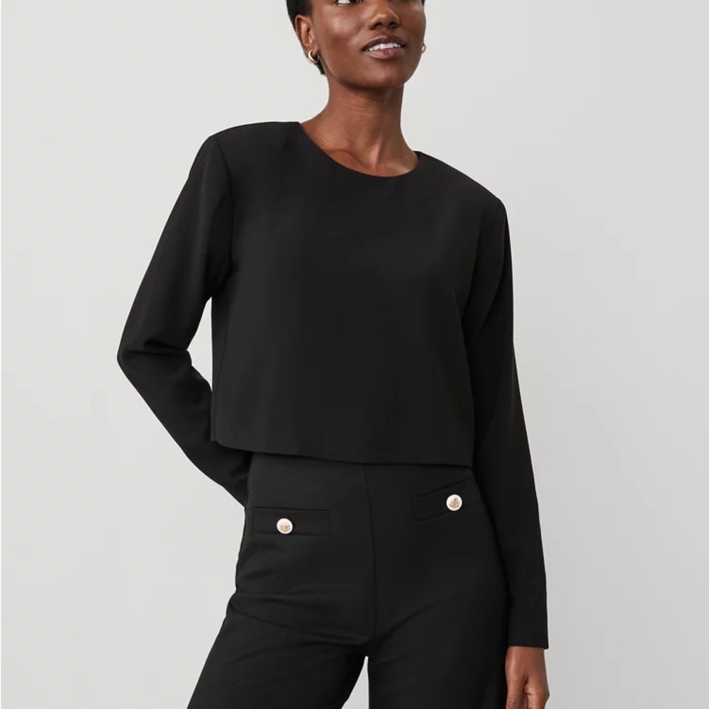 Ann Taylor Black Crew Neck Blouse